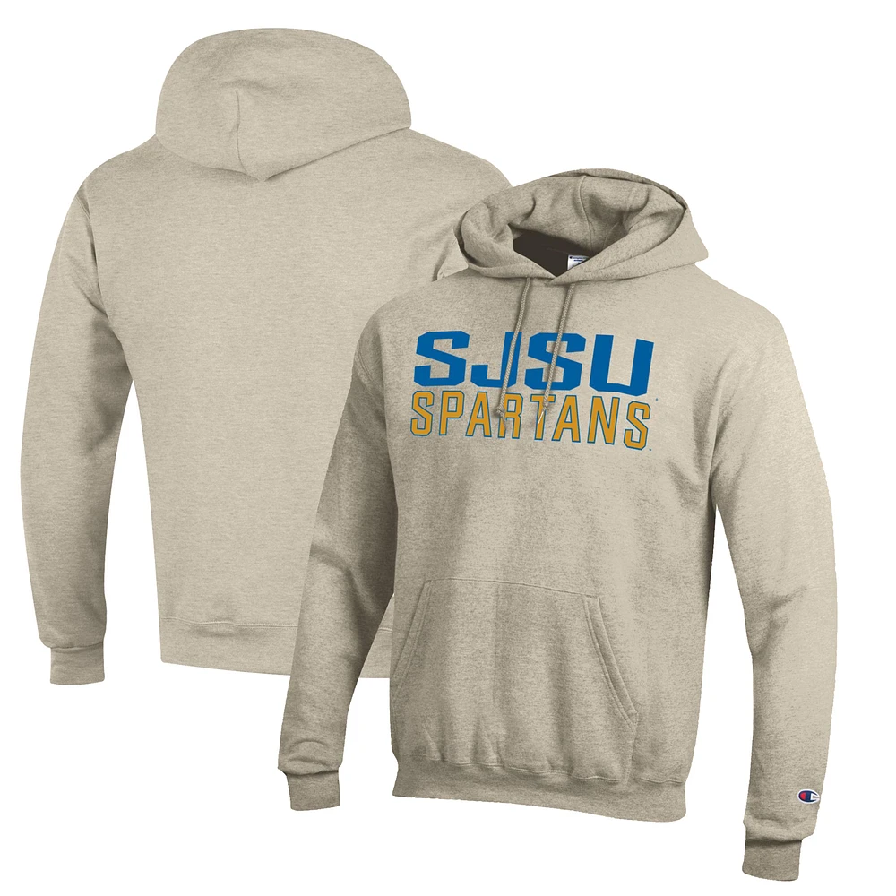 Men's Champion Oatmeal San Jose State Spartans Eco Powerblend Pullover Hoodie