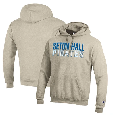 Men's Champion Oatmeal Seton Hall Pirates Eco Powerblend Pullover Hoodie