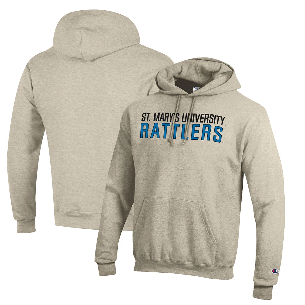 Men's Champion Oatmeal St. Mary's University Rattlers Eco Powerblend Pullover Hoodie