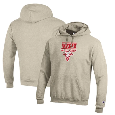 Men's Champion Oatmeal Worcester Polytechnic Institute Engineers Eco Powerblend Pullover Hoodie