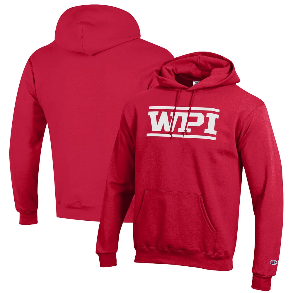 Men's Champion Red Worcester Polytechnic Institute Engineers Eco Powerblend Pullover Hoodie