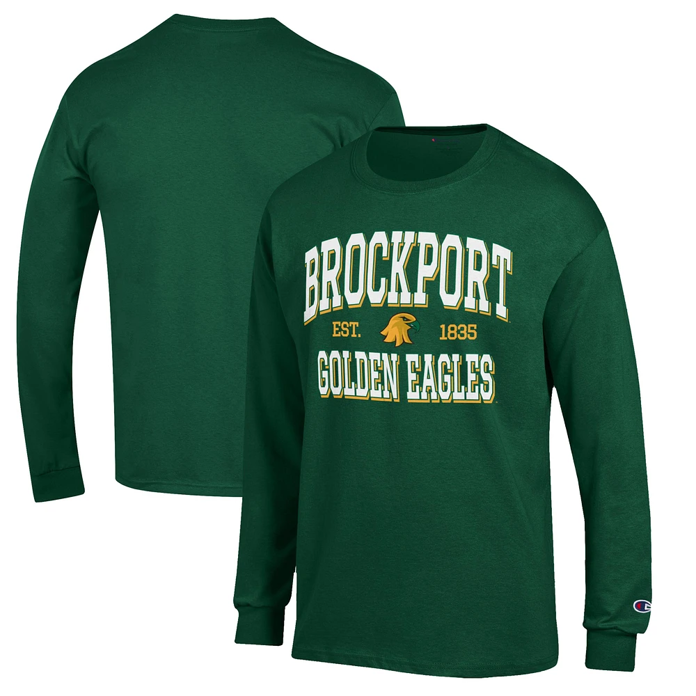 Men's Champion Green SUNY Brockport Golden Eagles Jersey Long Sleeve T-Shirt