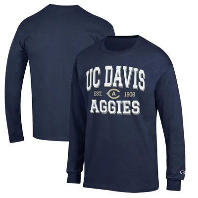 Men's Champion Navy UC Davis Aggies Jersey Long Sleeve T-Shirt