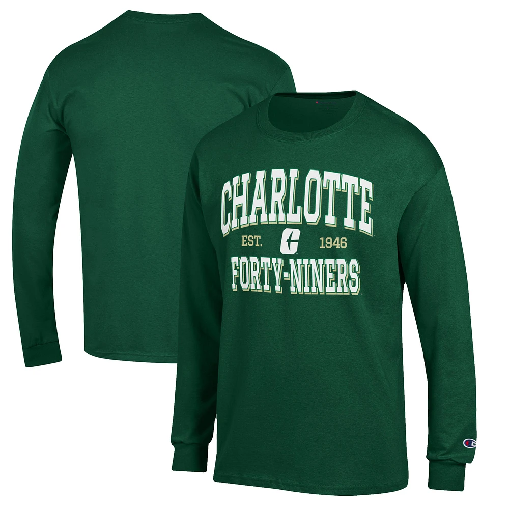 Men's Champion Green Charlotte 49ers Jersey Long Sleeve T-Shirt