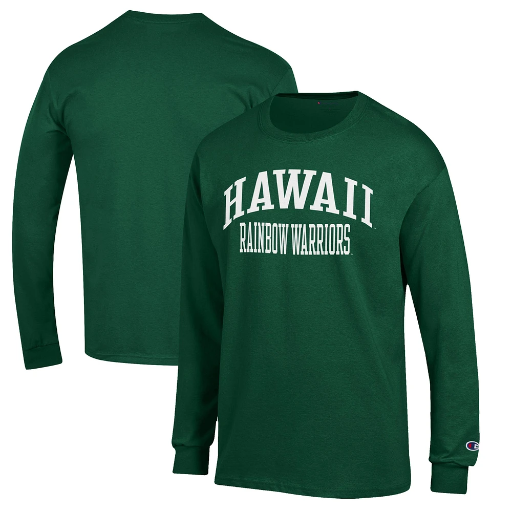 Men's Champion Green Hawaii Warriors Jersey Long Sleeve T-Shirt