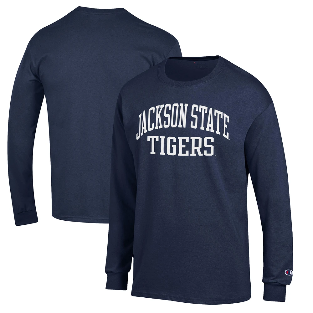 Men's Champion Navy Jackson State Tigers Jersey Long Sleeve T-Shirt
