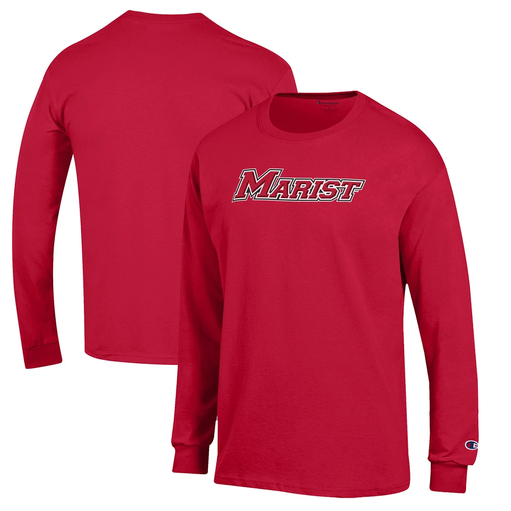 Men's Champion Red Marist Foxes Jersey Long Sleeve T-Shirt