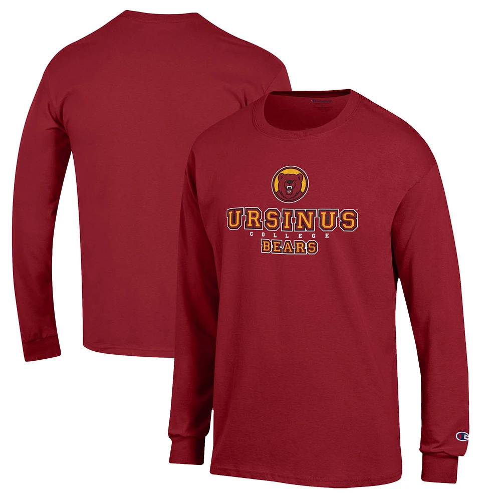 Men's Champion Red Ursinus Bears Jersey Long Sleeve T-Shirt