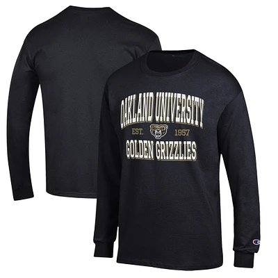 Men's Champion Black Oakland Golden Grizzlies Jersey Long Sleeve T-Shirt