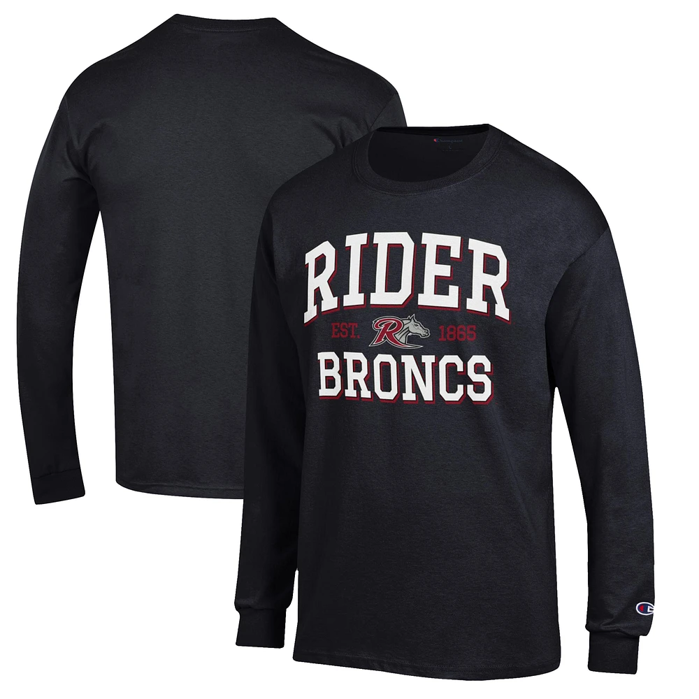 Men's Champion Black Rider Broncs Jersey Long Sleeve T-Shirt