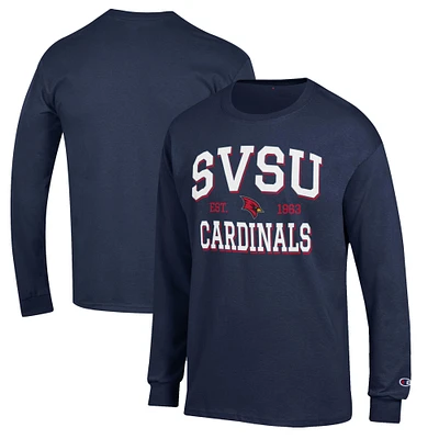 Men's Champion Navy Saginaw Valley State Cardinals Jersey Long Sleeve T-Shirt