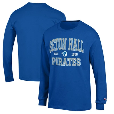 Men's Champion Blue Seton Hall Pirates Jersey Long Sleeve T-Shirt