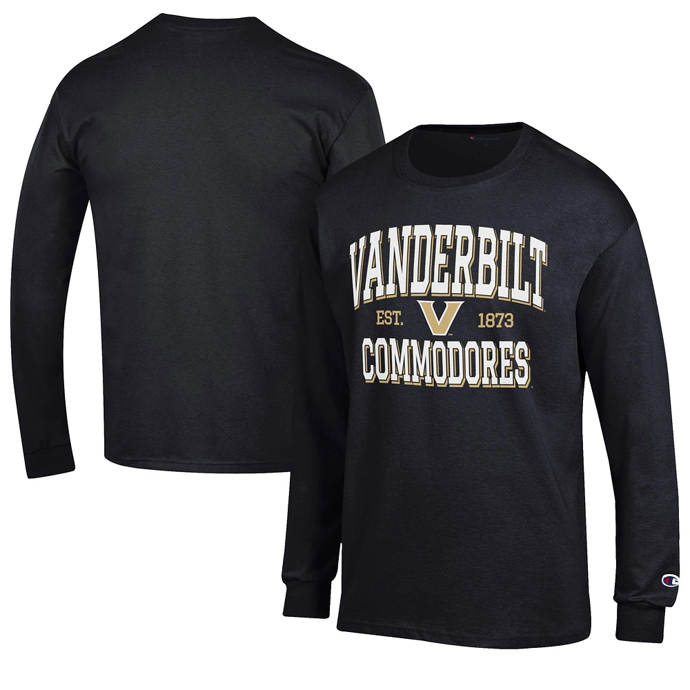 Men's Champion Black Vanderbilt Commodores Jersey Long Sleeve T-Shirt
