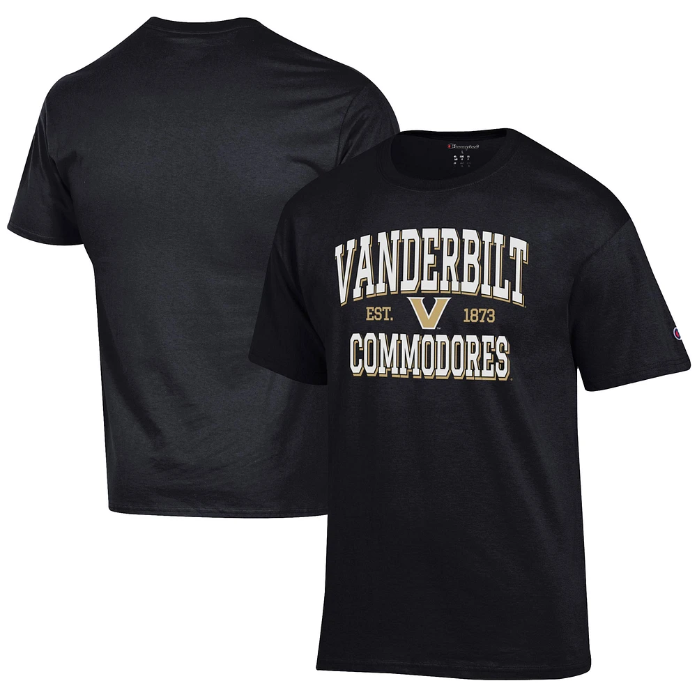 Men's Champion Black Vanderbilt Commodores Jersey T-Shirt