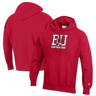 Men's Champion Scarlet Boston University Reverse Weave Pullover Hoodie
