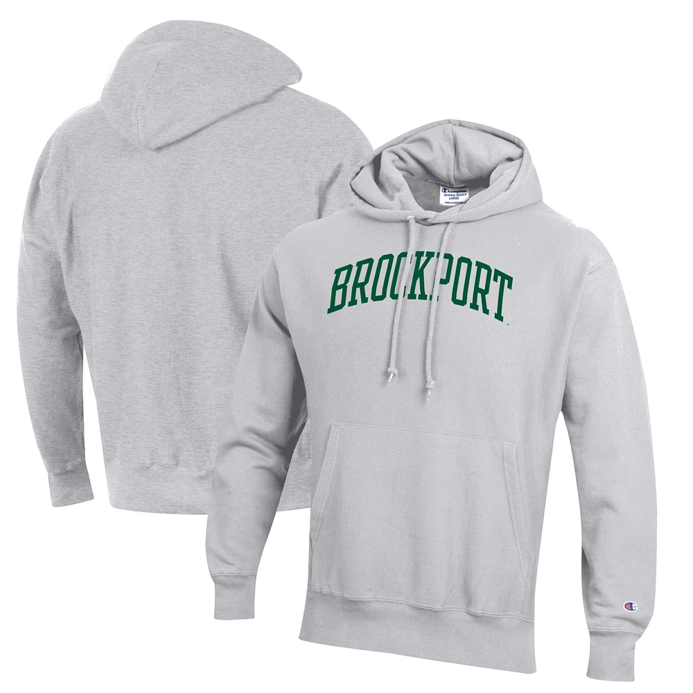 Men's Champion Gray SUNY Brockport Golden Eagles Reverse Weave Pullover Hoodie