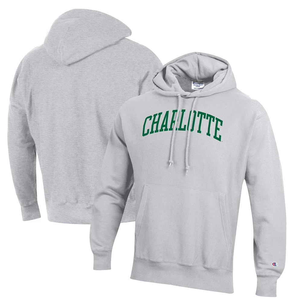 Men's Champion Gray Charlotte 49ers Reverse Weave Pullover Hoodie