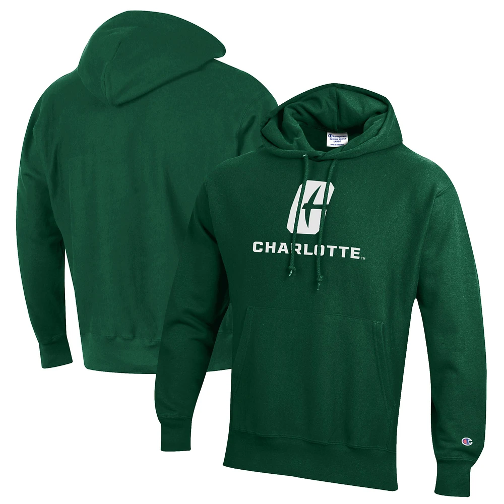 Men's Champion Green Charlotte 49ers Reverse Weave Pullover Hoodie