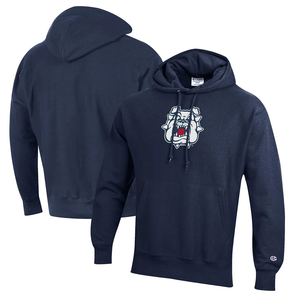 Men's Champion Navy Fresno State Bulldogs Reverse Weave Pullover Hoodie