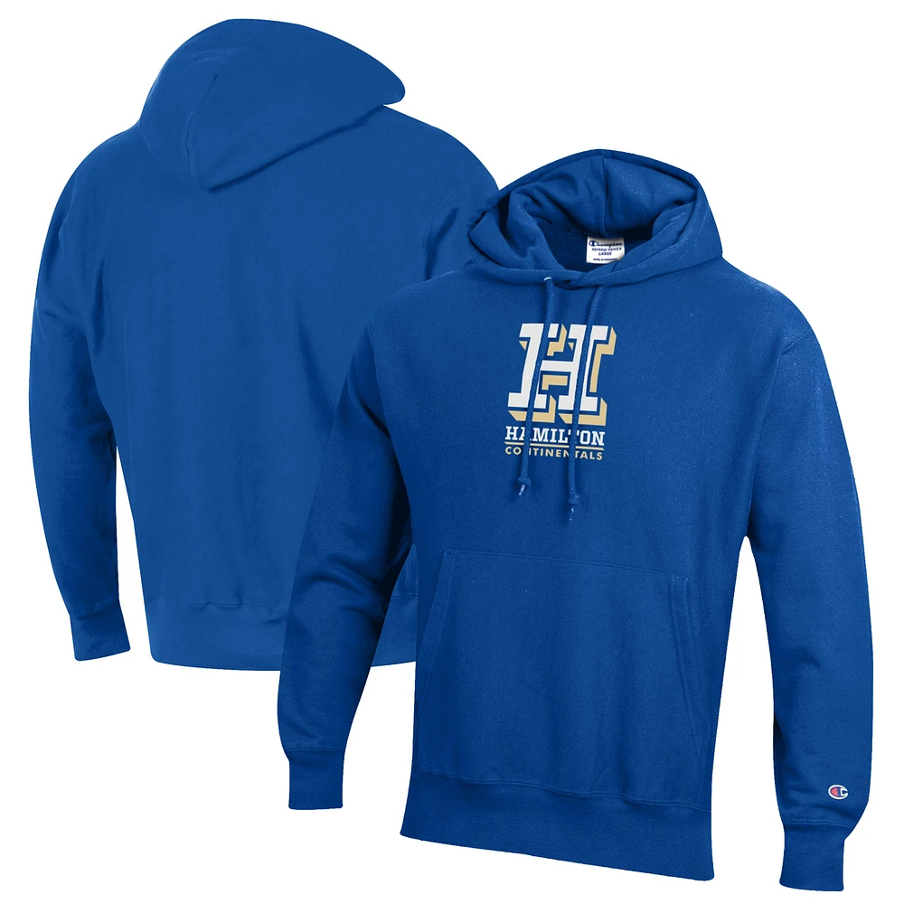Men's Champion Blue Hamilton Continentals Reverse Weave Pullover Hoodie