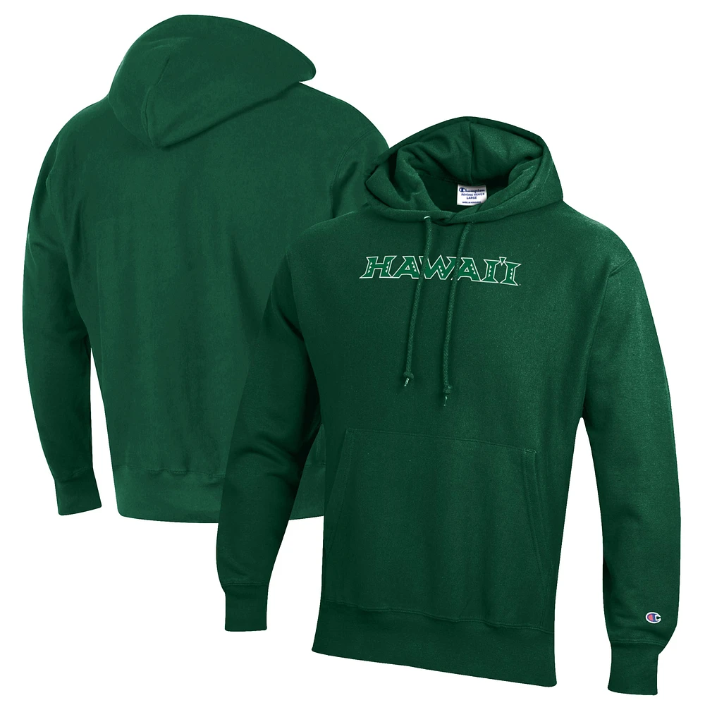 Men's Champion Green Hawaii Warriors Reverse Weave Pullover Hoodie
