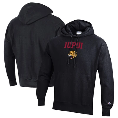 Men's Champion Black IUPUI Jaguars Reverse Weave Pullover Hoodie