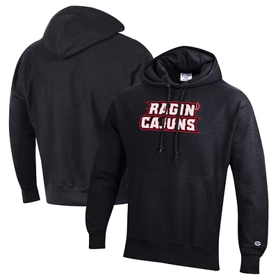 Men's Champion Black Louisiana Ragin' Cajuns Reverse Weave Pullover Hoodie