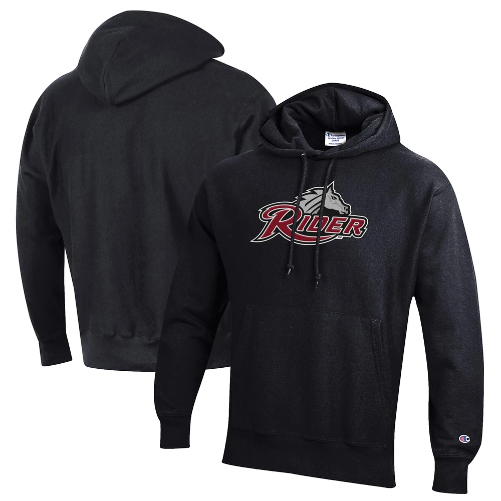Men's Champion Black Rider Broncs Reverse Weave Pullover Hoodie
