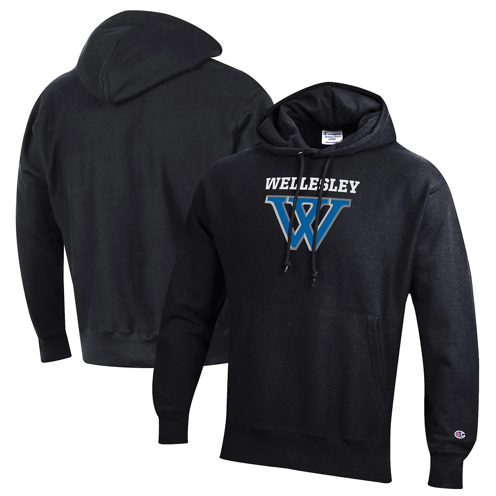 Men's Champion Black Wellesley Blue Reverse Weave Pullover Hoodie