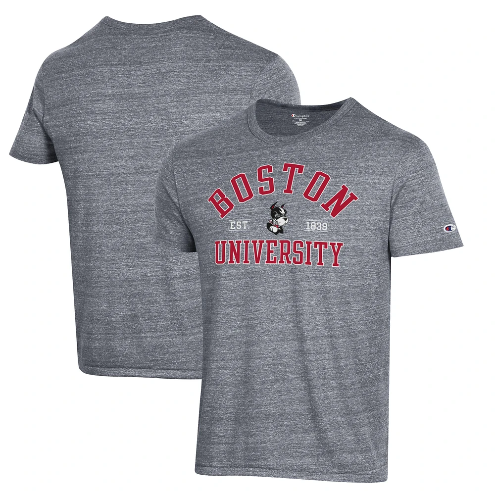 Men's Champion Gray Boston University Ultimate Tri-Blend T-Shirt