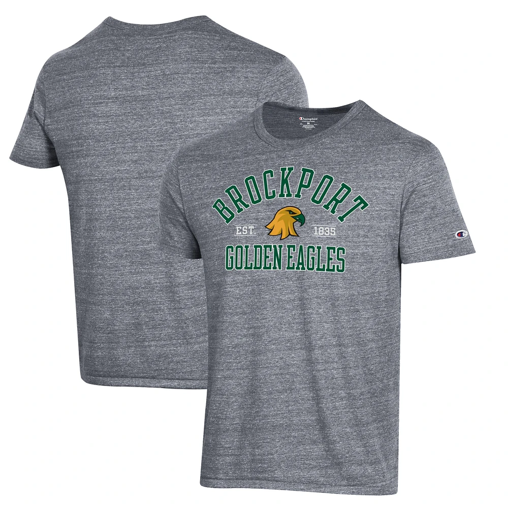 Men's Champion Gray SUNY Brockport Golden Eagles Ultimate Tri-Blend T-Shirt