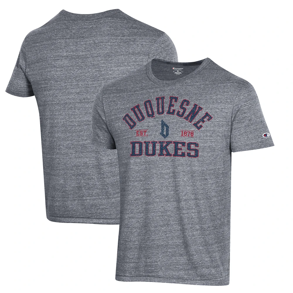 Men's Champion Gray Duquesne Dukes Ultimate Tri-Blend T-Shirt