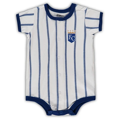 Newborn White/Royal Kansas City Royals Power Hitter Short Sleeve Bodysuit