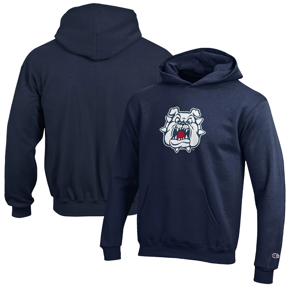 Youth Champion Navy Fresno State Bulldogs Eco Powerblend Pullover Hoodie