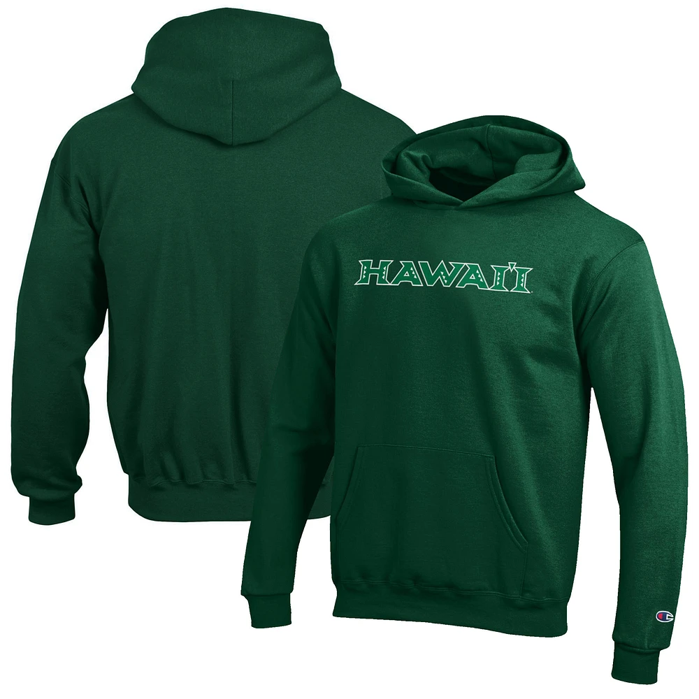 Youth Champion Green Hawaii Warriors Eco Powerblend Pullover Hoodie