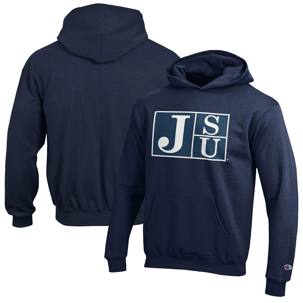 Youth Champion Navy Jackson State Tigers Eco Powerblend Pullover Hoodie