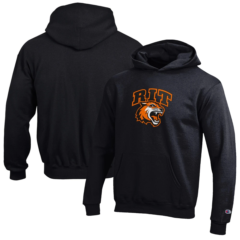 Youth Champion Black Rochester Institute of Technology Tigers Eco Powerblend Pullover Hoodie