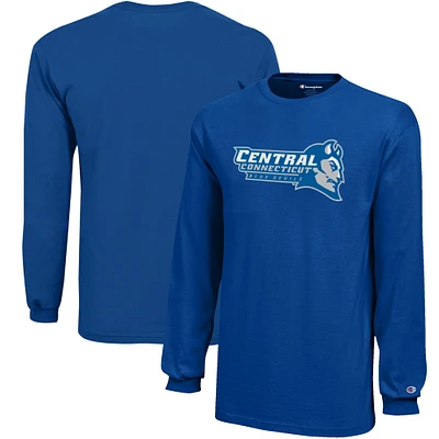 Youth Champion Royal Central Connecticut State Blue Devils Jersey Long Sleeve T-Shirt