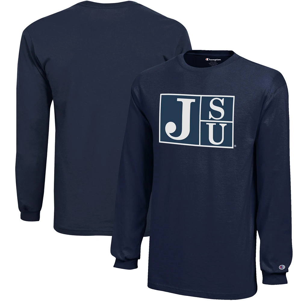 Youth Champion Navy Jackson State Tigers Jersey Long Sleeve T-Shirt