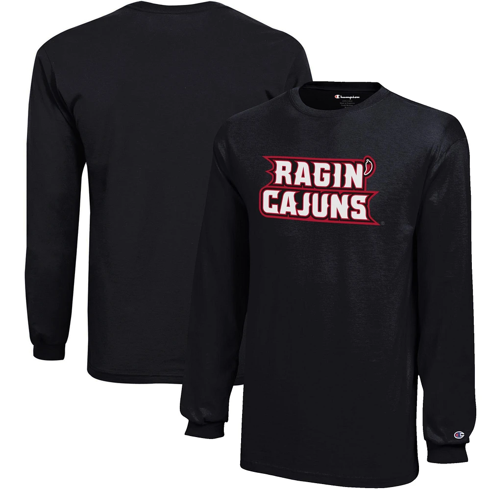 Youth Champion Black Louisiana Ragin' Cajuns Jersey Long Sleeve T-Shirt