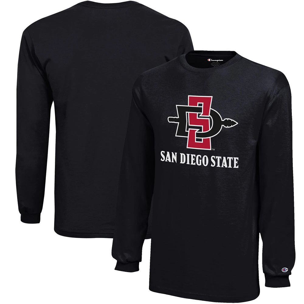 Youth Champion Black San Diego State Aztecs Jersey Long Sleeve T-Shirt