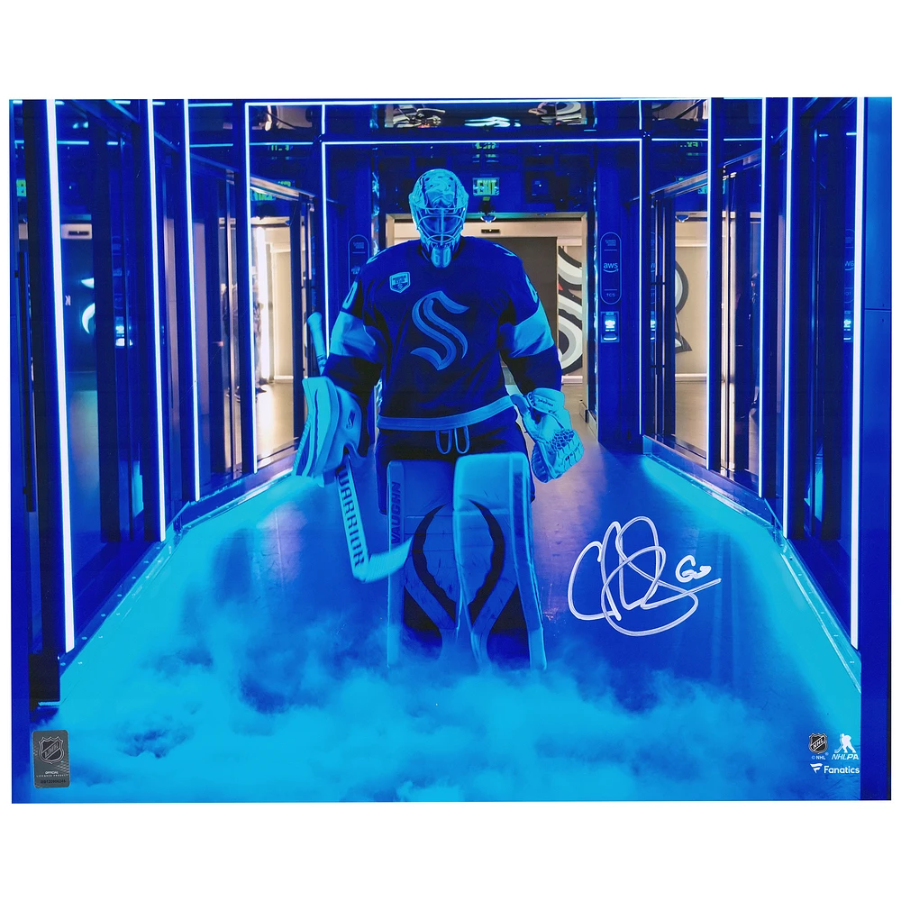 Chris Driedger Seattle Kraken Autographed 16" x 20" Pregame Photograph