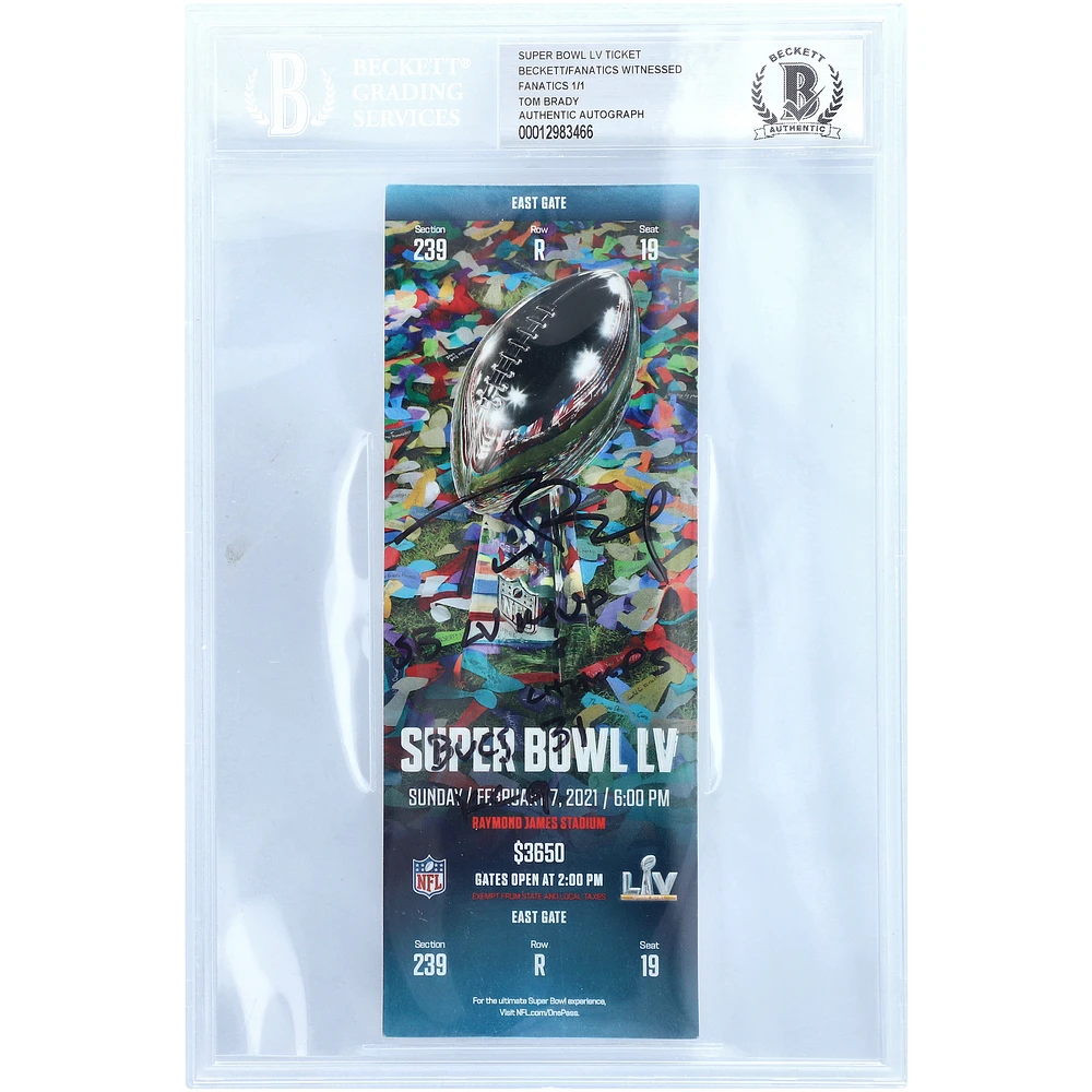 Tom Brady Tampa Bay Buccaneers Autographed Super Bowl LV Ticket with Multiple Inscriptions - Limited Edition of 1 - Signed in Black