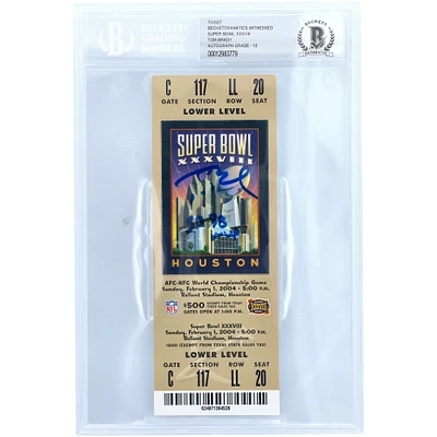 Tom Brady New England Patriots Autographed Super Bowl XXXVIII Ticket with "SB 38 MVP" Inscription - Beckett Graded 10