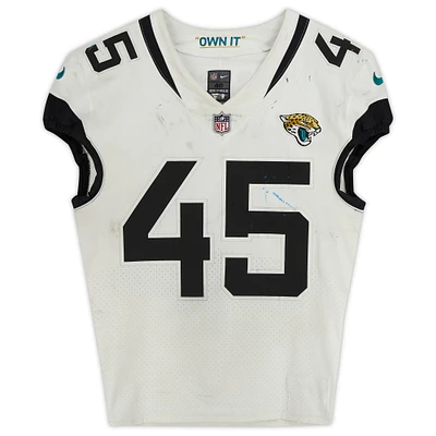 K'Lavon Chaisson Jacksonville Jaguars Game-Used #45 White Jersey vs. Los Angeles Rams on December 5 2021