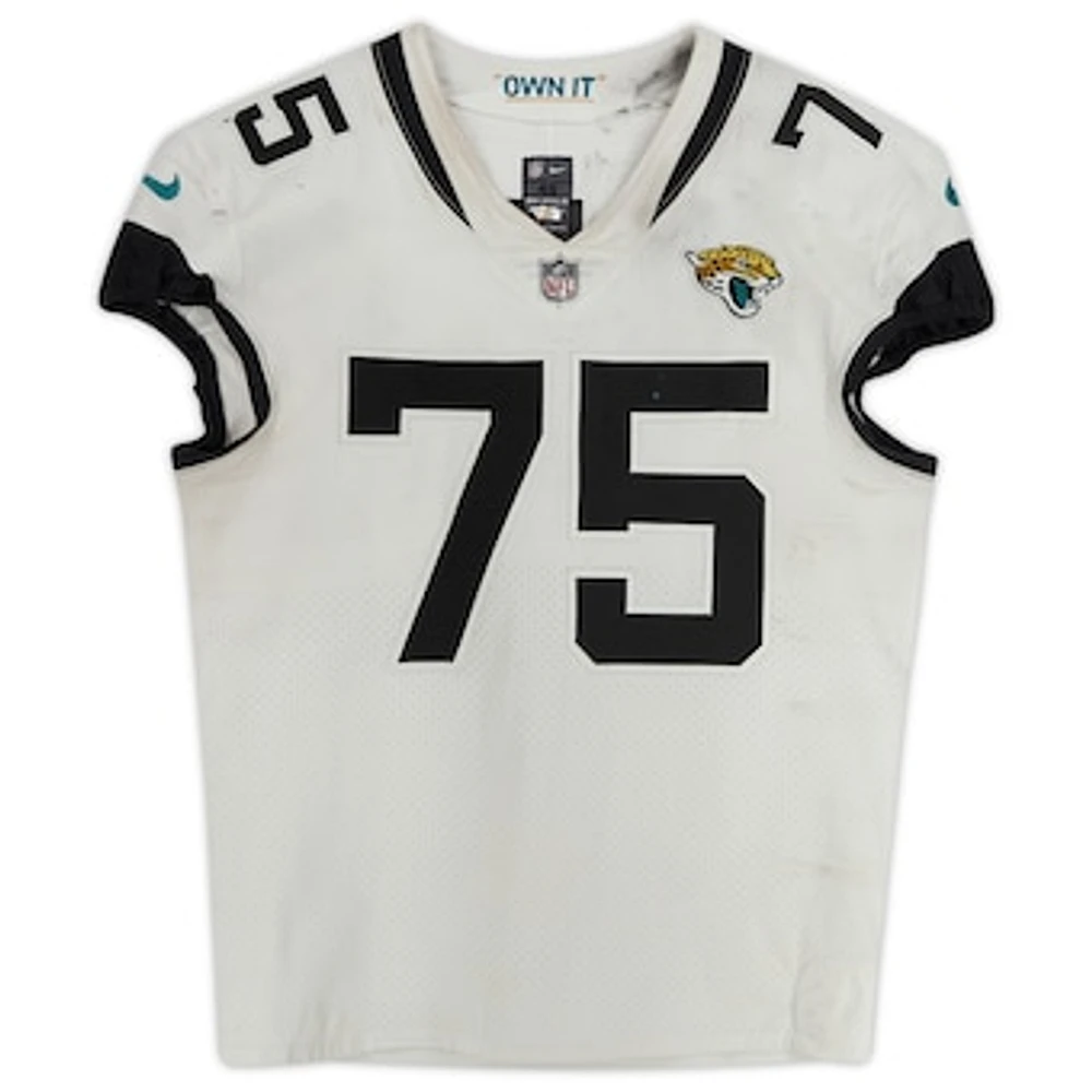 Jawaan Taylor Jacksonville Jaguars Game-Used #75 White Jersey vs. Los Angeles Rams on December 5 2021