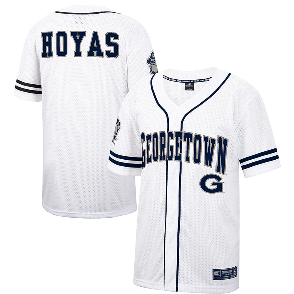 Men's Colosseum White Georgetown Hoyas Free Spirited Mesh Button-Up Baseball Jersey