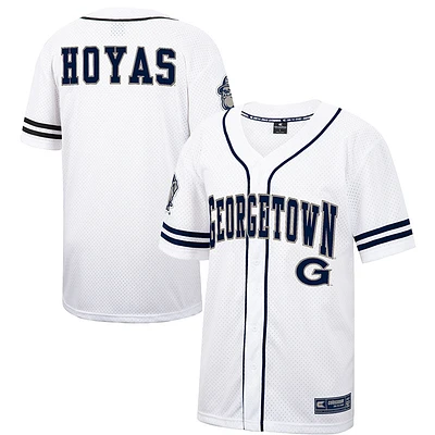 Men's Colosseum White Georgetown Hoyas Free Spirited Mesh Button-Up Baseball Jersey