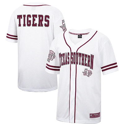 Men's Colosseum White Texas Southern Tigers Free Spirited Mesh Button-Up Baseball Jersey
