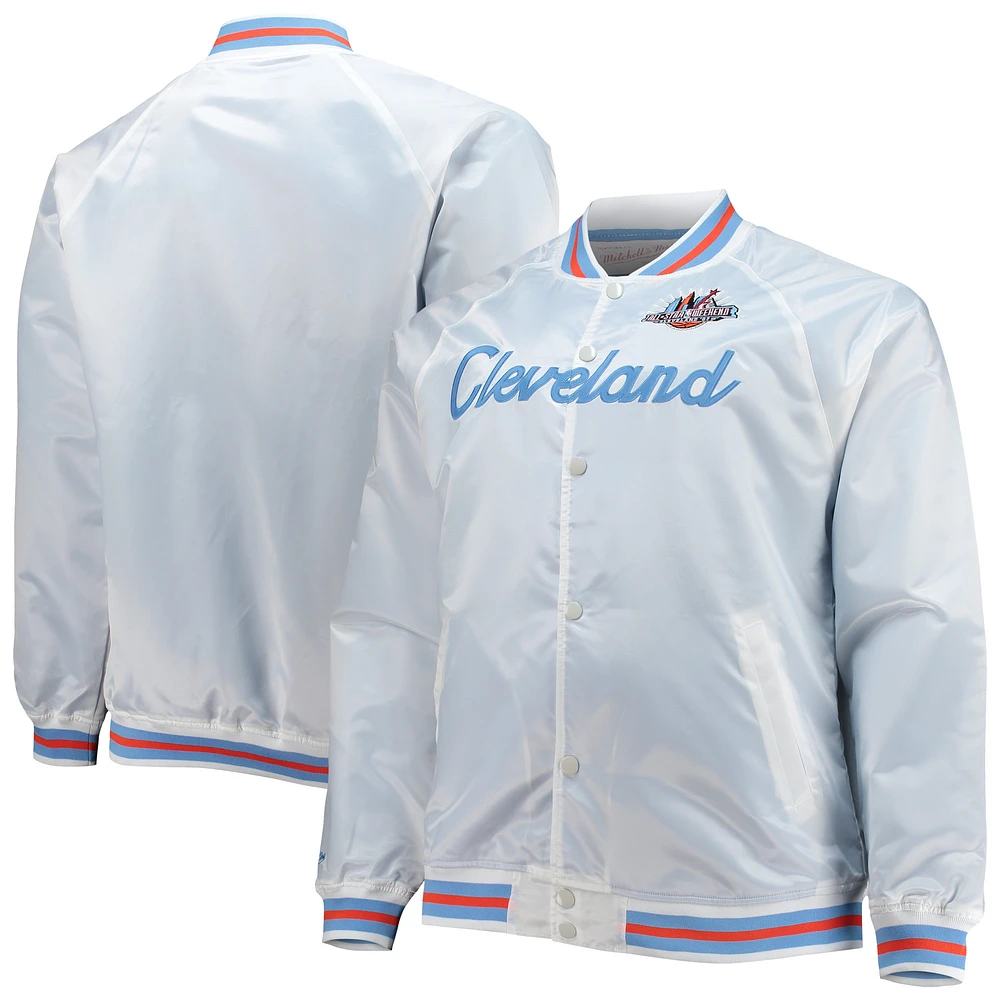 Men's Mitchell & Ness White Big Tall 1997 NBA All-Star Game Hardwood Classics Satin Full-Snap Jacket